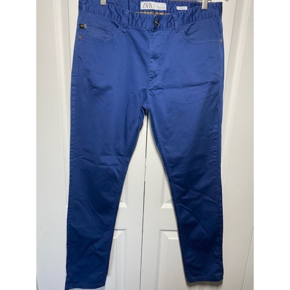 Zara Men’s Skinny Pants Blue Size ? 31 Inseam Stretch Dress Casual Pre‑Owned